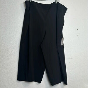Eloquii Women’s Size 24 Black Wide Let Cropped Pants Work Business Side Zip NWT